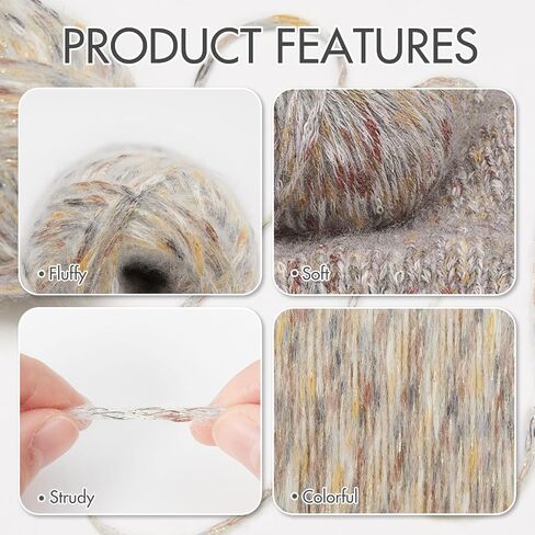 Niceec 4 skeins غزل الهواء الرقيق للكروشيه ، مزيج ناعم وملون ، صوف ، صوف ، و 3 غزل من الخفيفة من الخفيفة للوزن للحياك in Kuwait