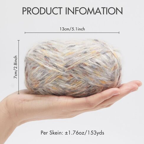 Niceec 4 skeins غزل الهواء الرقيق للكروشيه ، مزيج ناعم وملون ، صوف ، صوف ، و 3 غزل من الخفيفة من الخفيفة للوزن للحياك in Kuwait