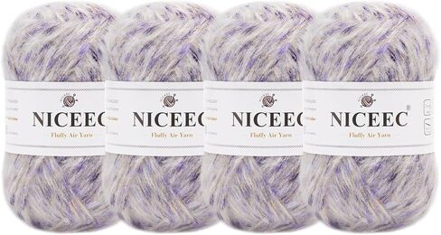 Niceec 4 skeins غزل الهواء الرقيق للكروشيه ، مزيج ناعم وملون ، صوف ، صوف ، و 3 غزل من الخفيفة من الخفيفة للوزن للحياك in Kuwait