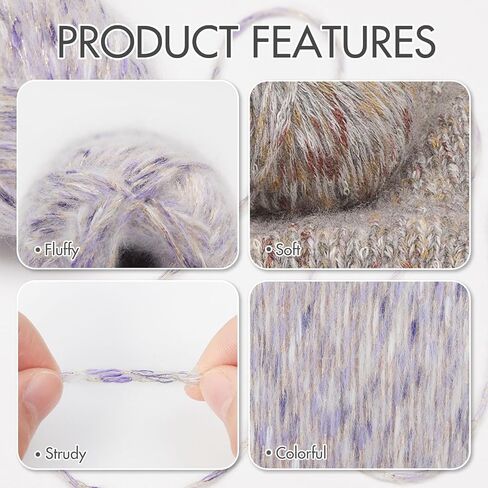 Niceec 4 skeins غزل الهواء الرقيق للكروشيه ، مزيج ناعم وملون ، صوف ، صوف ، و 3 غزل من الخفيفة من الخفيفة للوزن للحياك in Kuwait