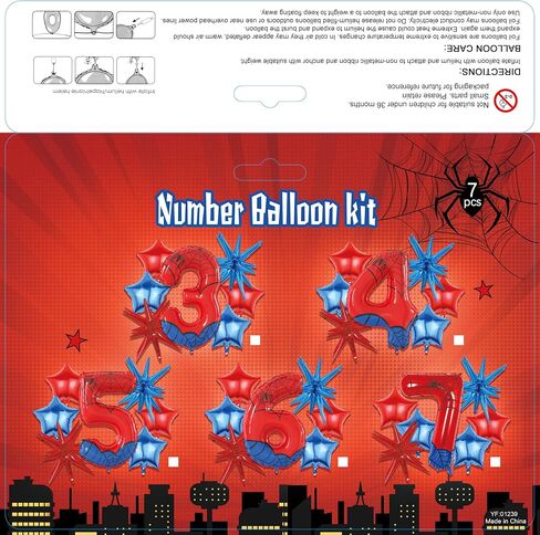 40 Inch Number 6th Balloons Spider Themed Decorations Red Cartoon Aluminium Foil Balloon, The Spider Balloons for Kids Birthday Baby Shower Party Decorations(6) in Saudi Arabia