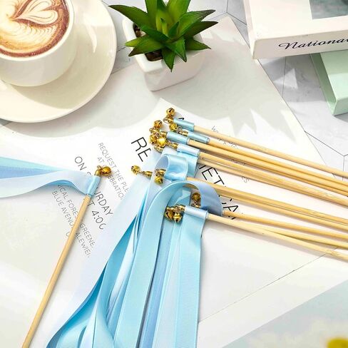 Whaline 40pcs عصي الشريط الزفاف مع أجراس الحكيم الأبيض الحكيم الأخضر اللافتات الجنية عصا الصولان الشريط تاسل in Saudi Arabia