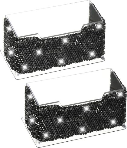 حامل بطاقة العمل في Patikil Rhinestone ، 2pcs Crystal Business Card Mounders Bling Business Card Organizer Display Stand for Desktop Desk Office Exhibition ، Pink in Saudi Arabia
