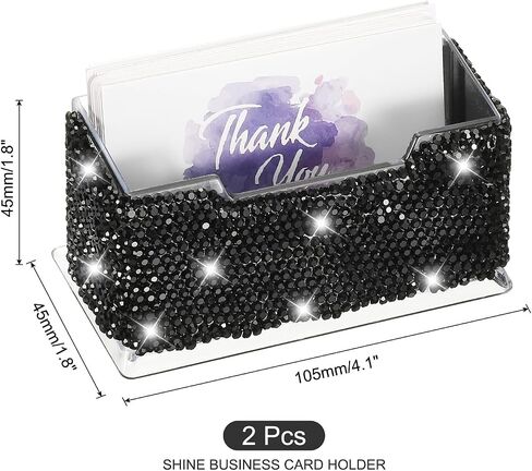 حامل بطاقة العمل في Patikil Rhinestone ، 2pcs Crystal Business Card Mounders Bling Business Card Organizer Display Stand for Desktop Desk Office Exhibition ، Pink in Saudi Arabia