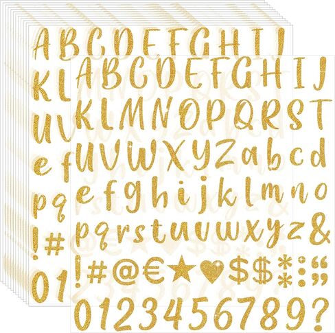 2430 Pcs 30 Sheets Gold Sticker Letters Glitter Letter Stickers Small Vinyl Self Adhesive Waterproof Alphabet Number Stick on Letter Stickers for Scrapbook Craft Art Cup Classroom Decor(Gold,1 Inch) in Saudi Arabia