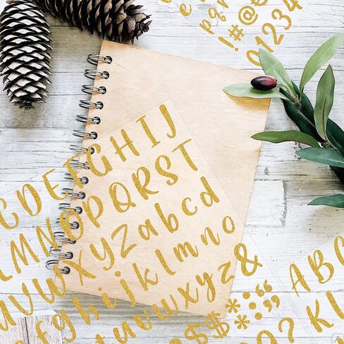 2430 Pcs 30 Sheets Gold Sticker Letters Glitter Letter Stickers Small Vinyl Self Adhesive Waterproof Alphabet Number Stick on Letter Stickers for Scrapbook Craft Art Cup Classroom Decor(Gold,1 Inch) in Saudi Arabia