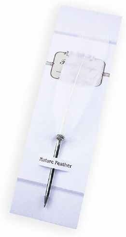 Feather Ballpoint Pen-Black Ink Vintage Feather Quill Refined Plated Rod Quill Ballpoint Pen For School Writing ▏Wedding Gift Signature Pen (White) in Saudi Arabia