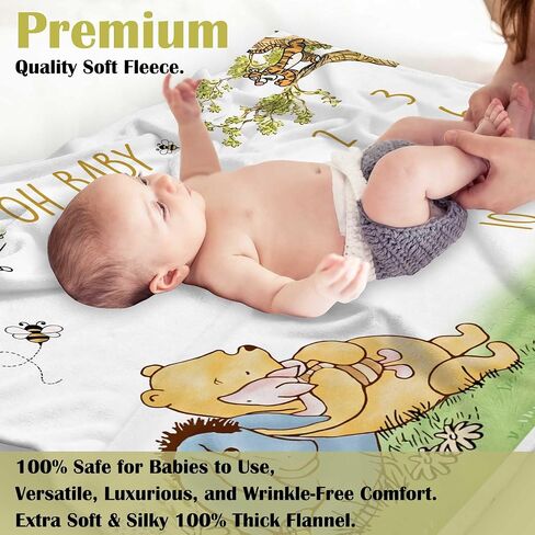 Classic Winnie Monthly Milestone Blanket, Soft Silk Touch Photo Blanket, Baby Blanket, Newborn Baby Growth Backdrop in Saudi Arabia