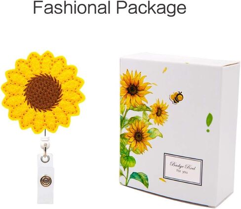Sunflower Badge Reel Holder, Accurate Stitching, Reinforced Strap, Easy Retracting, Retractable Badge Holder with Alligator Clip, Perfect Gifts for Women Nurse in Saudi Arabia