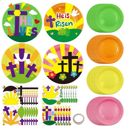24 مجموعة من الحرف اليدوية لعيد الفصح للأطفال DIY القيامة الورقية طقم الحرف الدينية هو Risen Craft for Church Sunday School VBS DORSHING Christian Easter Day Party Art Project Home Project in Saudi Arabia