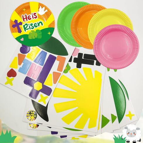 24 مجموعة من الحرف اليدوية لعيد الفصح للأطفال DIY القيامة الورقية طقم الحرف الدينية هو Risen Craft for Church Sunday School VBS DORSHING Christian Easter Day Party Art Project Home Project in Kuwait