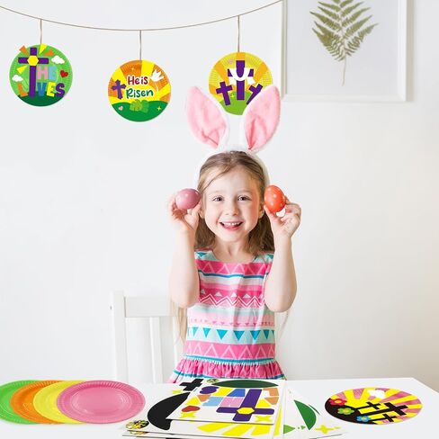 24 مجموعة من الحرف اليدوية لعيد الفصح للأطفال DIY القيامة الورقية طقم الحرف الدينية هو Risen Craft for Church Sunday School VBS DORSHING Christian Easter Day Party Art Project Home Project in Kuwait