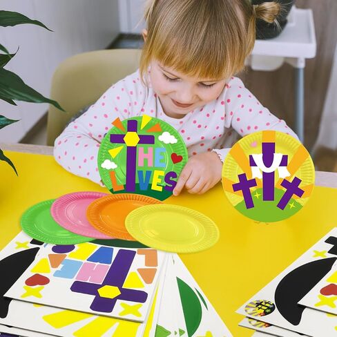 24 مجموعة من الحرف اليدوية لعيد الفصح للأطفال DIY القيامة الورقية طقم الحرف الدينية هو Risen Craft for Church Sunday School VBS DORSHING Christian Easter Day Party Art Project Home Project in Kuwait