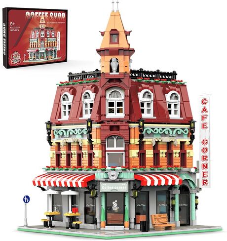 City Coffee House Mini Building Set - مجموعة منزل مقهى ثلاثية المستويات - الأعمار 8+ الأولاد والبنات in Kuwait