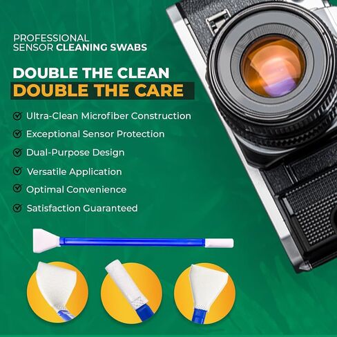 REFLEX CAMERA Professional 24mm Full Frame Sensor Cleaning Kit – 6 Cleaning Swabs, Microfiber Cloth, 3ml Alcohol-Free Solution – Safe, Residue-Free Cleaning for Full Frame Cameras in Kuwait