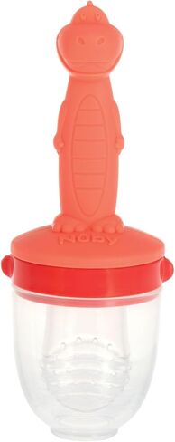 Nuby Silicone Nibbler Feeder with Childproof Lock & Travel Cover - Safe and Easy Snack Time for Baby, Perfect for Soft Foods, Frozen Fruit, and Teething Relief, 10+ M - Blue Bear in Saudi Arabia