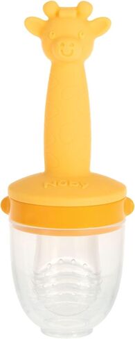 Nuby Silicone Nibbler Feeder with Childproof Lock & Travel Cover - Safe and Easy Snack Time for Baby, Perfect for Soft Foods, Frozen Fruit, and Teething Relief, 10+ M - Blue Bear in Saudi Arabia