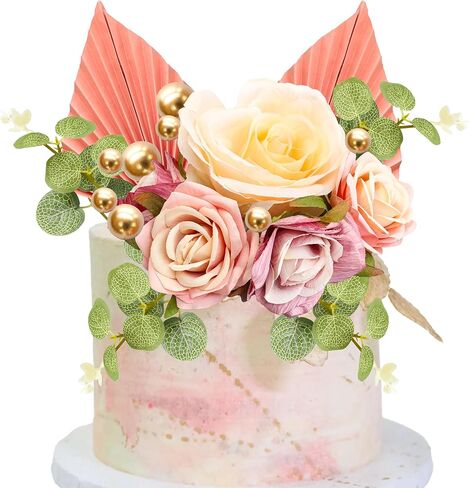 Gyufise 54Pcs Artificial Sunflower Cake Decorations Acrylic Happy Birthday Cake Topper Butterfly Balloon Cake Toppers for DIY Wedding Birthday Valentine's Day Party Supplies Yellow in Kuwait