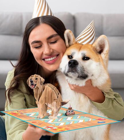 Funny Dog Birthday Pop Up Card, 3D Dog Happy Birthday Pop-Up Cards for Dog Lover, Kids, Mother, Father, Grandma, Grandpa, Wife in Saudi Arabia
