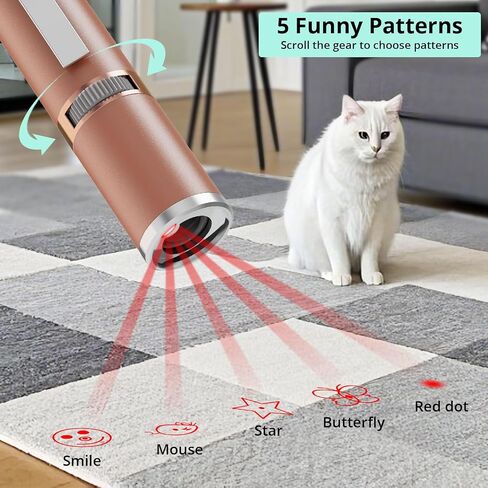 Tbteek Cat Toys للقطط الداخلية ، قطعتين ، قابلة للشحن ، 7 أنماط قابلة للتعديل ، لعبة Chase Chase Light Thase Red Dot Red Dot Red Fun Phyics (Rose Gold) in Saudi Arabia