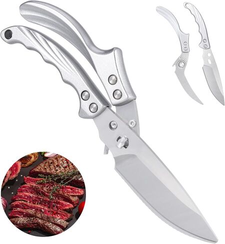 Kitchen Shears Heavy Duty Kitchen Scissors - Stainless Steel Food Scissor for Poultry Meat Bones Seafood, Multipurpose Food Shears with Detachable Blades, Ergonomic Handle, Dishwasher Safe, Sharp, Red in Saudi Arabia