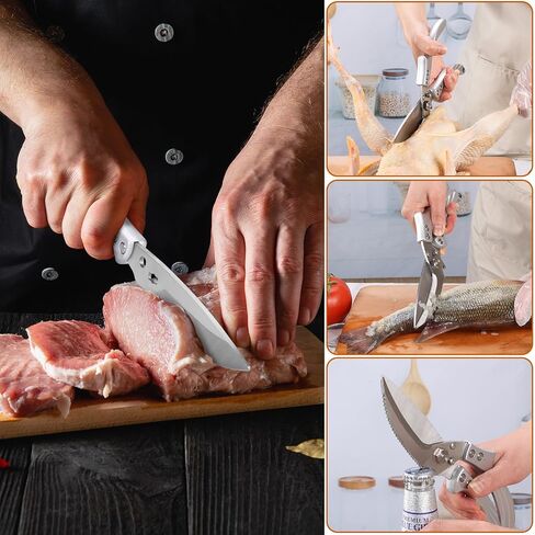 Kitchen Shears Heavy Duty Kitchen Scissors - Stainless Steel Food Scissor for Poultry Meat Bones Seafood, Multipurpose Food Shears with Detachable Blades, Ergonomic Handle, Dishwasher Safe, Sharp, Red in Saudi Arabia