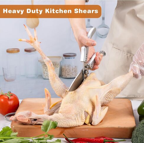Kitchen Shears Heavy Duty Kitchen Scissors - Stainless Steel Food Scissor for Poultry Meat Bones Seafood, Multipurpose Food Shears with Detachable Blades, Ergonomic Handle, Dishwasher Safe, Sharp, Red in Saudi Arabia