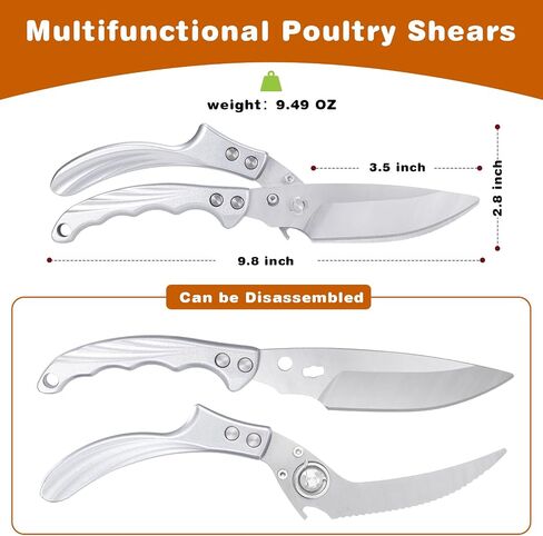 Kitchen Shears Heavy Duty Kitchen Scissors - Stainless Steel Food Scissor for Poultry Meat Bones Seafood, Multipurpose Food Shears with Detachable Blades, Ergonomic Handle, Dishwasher Safe, Sharp, Red in Saudi Arabia