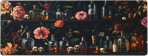 Gothic Skull and Glass Bottle Gaming Mouse Pad, Large Non-Slip Rubber Base Mousepad XL 31.5x11.8in, Keyboard Mouse Mat, Desk Pad with Stitched Edges for Gamer Home&Office in Kuwait