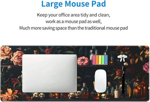 Gothic Skull and Glass Bottle Gaming Mouse Pad, Large Non-Slip Rubber Base Mousepad XL 31.5x11.8in, Keyboard Mouse Mat, Desk Pad with Stitched Edges for Gamer Home&Office in Kuwait