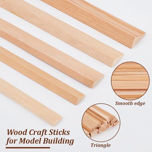 OLYCRAFT 34Pcs 5 Sizes Triangle Wood Sticks 9.8 Inch Long Unfinished Wooden Dowel Rod Triangle Dowels Strips 9.5/10/15/16/20mm Hardwood Dowel Sticks DIY Crafts Sticks for Crafting Arts Projects in Saudi Arabia