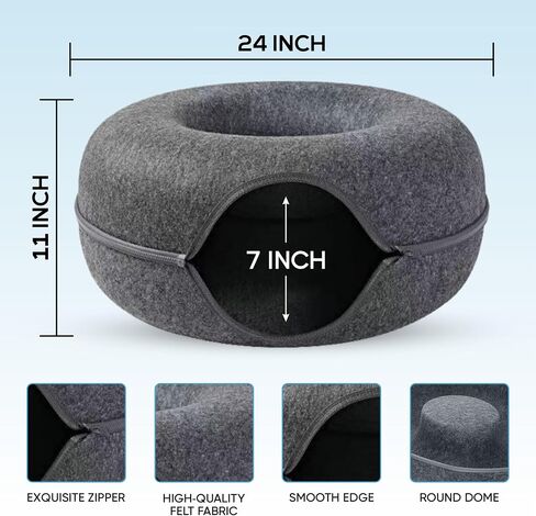 – XL Donut (24inch Large) Cat Cave Tunnel + One Super Acrylic Marker. Cats Tunnel Bed, Hideout: Multiple Beds, Donut Toy and Peekaboo Tube. in Saudi Arabia