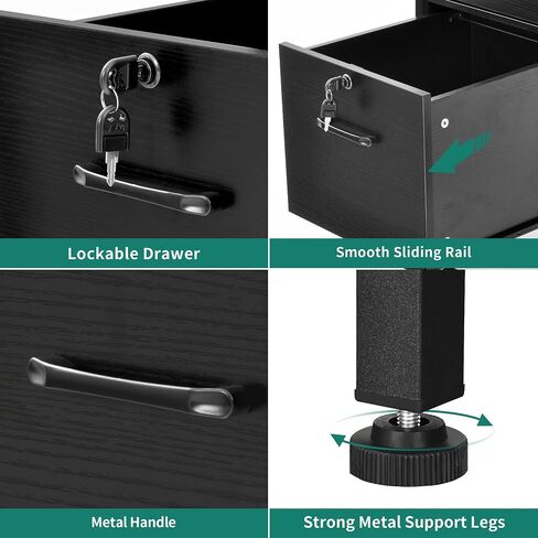 DWVO Computer Desk with Drawers & Hutch, 59.1" Office Desk with Power Outlets & LED Lights, Home Office Desk with Storage Shelves, Black in Saudi Arabia