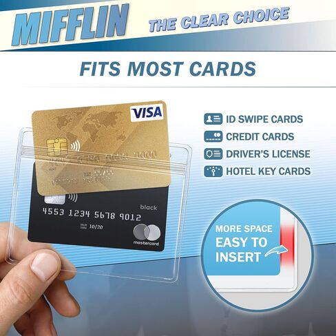 MIFFLIN Lanyard with Clear Horizontal Card Protector (Black, 4x3 Inch, 100 PK), ID Name Badge Holder with Lanyard Set in Saudi Arabia