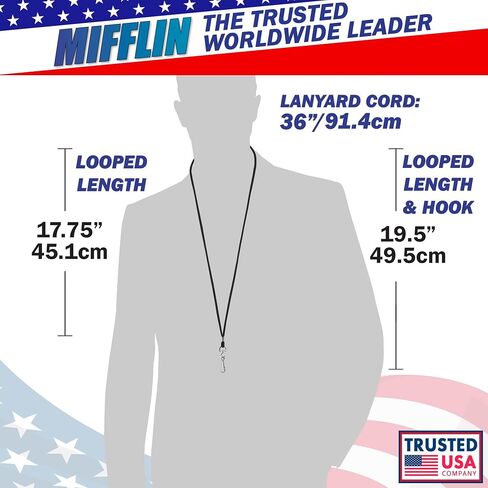 MIFFLIN Lanyard with Clear Horizontal Card Protector (Black, 4x3 Inch, 100 PK), ID Name Badge Holder with Lanyard Set in Saudi Arabia