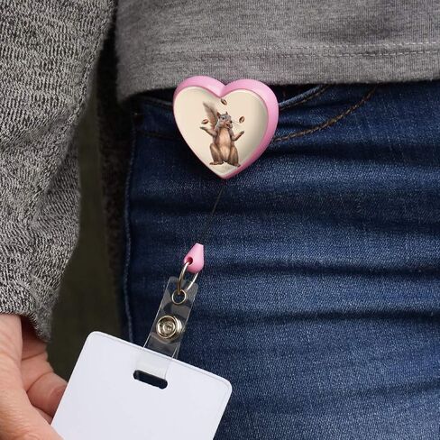 Squirrel Juggling His Nuts Crazy Funny Heart Lanyard Retractable Reel Badge ID Card Holder - White in Saudi Arabia