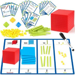 Torlam Base Ten Blocks for Place Value, Counting, Kindergarten Math Games - Base 10 Math Manipulatives for 1st-3rd Grade Kids