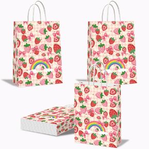 CNMOAOAGS 20Pcs Cartoon Cat Happy Birthday Decorations, Pink Bow tie Birthday Party Favor Gift Bags for Kids and Girls Party Theme supplies