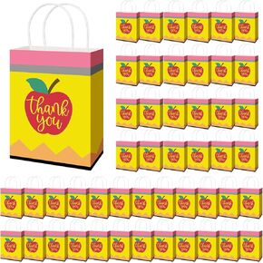Denylo pro Teacher Appreciation Gift Bags Bulk Thank You Kraft Favor Bags with Handles for Thank You Party Favors Congratulations Supplies (12)