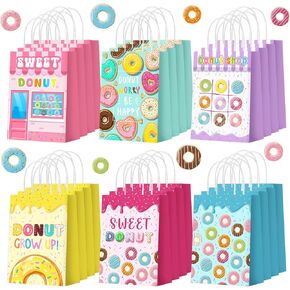 yeaqee 24 pcs bag bag donut party favors favors favors with handles 5.91 "x 8.27" x 3.15 "