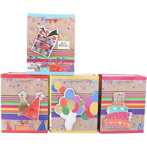 JZtang 4 PCs حقائب هدايا عيد ميلاد كبيرة كبيرة مع مقابض - 12.8 × 10.4 × 4 بوصة قابلة لإعادة الاستخدام كرافت.