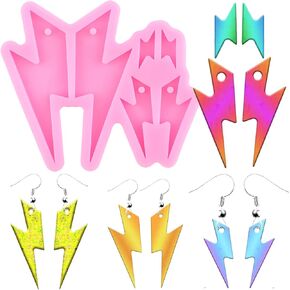 Lightning Earring Mold Silicone Resin Jewelry Molds for DIY Keychain Backpack Pendant Epoxy Making Necklace Decoration Craft