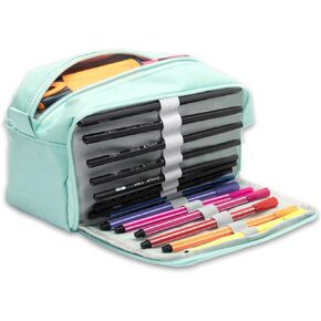 Taja Large Capacity Pencil Case Pouch with Zipper, Portable Cute Pencil Cases with Handle, Multi - Slot Pencil Case, Desk Organizer for Women & Men - Sage