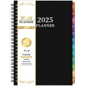 2025 Planner- Planner 2025 ، Jan.2025 - December 2025 ، 6.3 "× 8.4" ، Weekly & Monthly Planner 2025 ، Tabs Colorful ، ملزمة مزدوجة ، جيب خلفي - Black