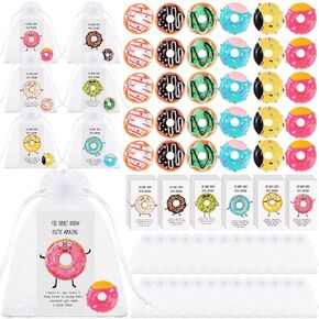 Yousoontic 24 Pcs Coworkers Gifts Bulk Employee Appreciation Gifts You're Amazing Donut Pun Inspirational Note Cards Funny Resin with Organza Bags for Office Employee Coworkers Christmas Party Favor