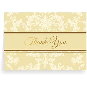 Designer Greetings Bulk Blank Thank-You Cards for Any Occasion, Beige and Gold Foil Embossed Script (100 Foil-Embossed Thank-You Notes, Seals and Envelopes) – Perfect for Business, Graduation, Baby