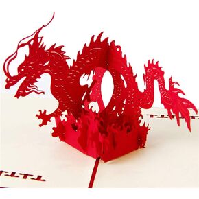 Handmade 3D Pop Up Chinese Dragon Birthday Cards Creative Greeting Cards Papercraft