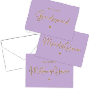 LADY&HOME 10 Pack Bridesmaid Proposal Cards with Envelopes,8 Will You Be My Bridesmaid,1 Will You Be My Maid of Honor,1 Will You Be My Matron of Honor for Wedding Bridal Shower (Black)