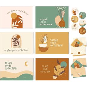 بطاقات تقدير الموظف ببلود 24 × 4 بوصة مع الأظرف والملصقات ، و 6 موظف بتصميمات بوهو.