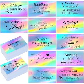 Yeaqee 360 Pcs Employee Appreciation Kudos Cards Thank You Cards for Customer Service Week Gifts Blank Backside Holographic Kudos Ideal for Wedding Business Graduation Bridal Shower Birthday